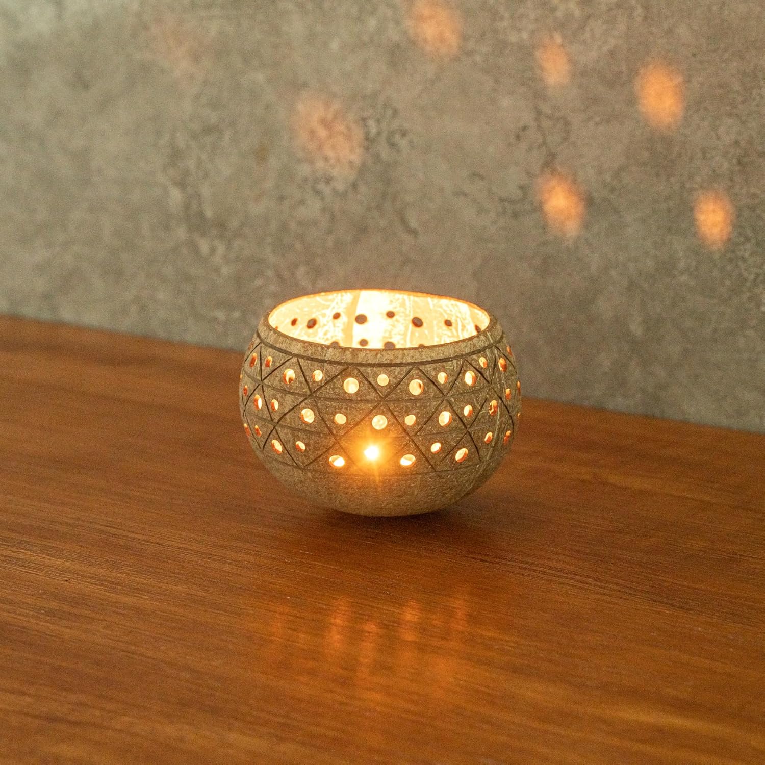 Restaurantware Coco Casa Coconut Shell Candle Holders 4x33 Inch Handcrafted Tan Bowls