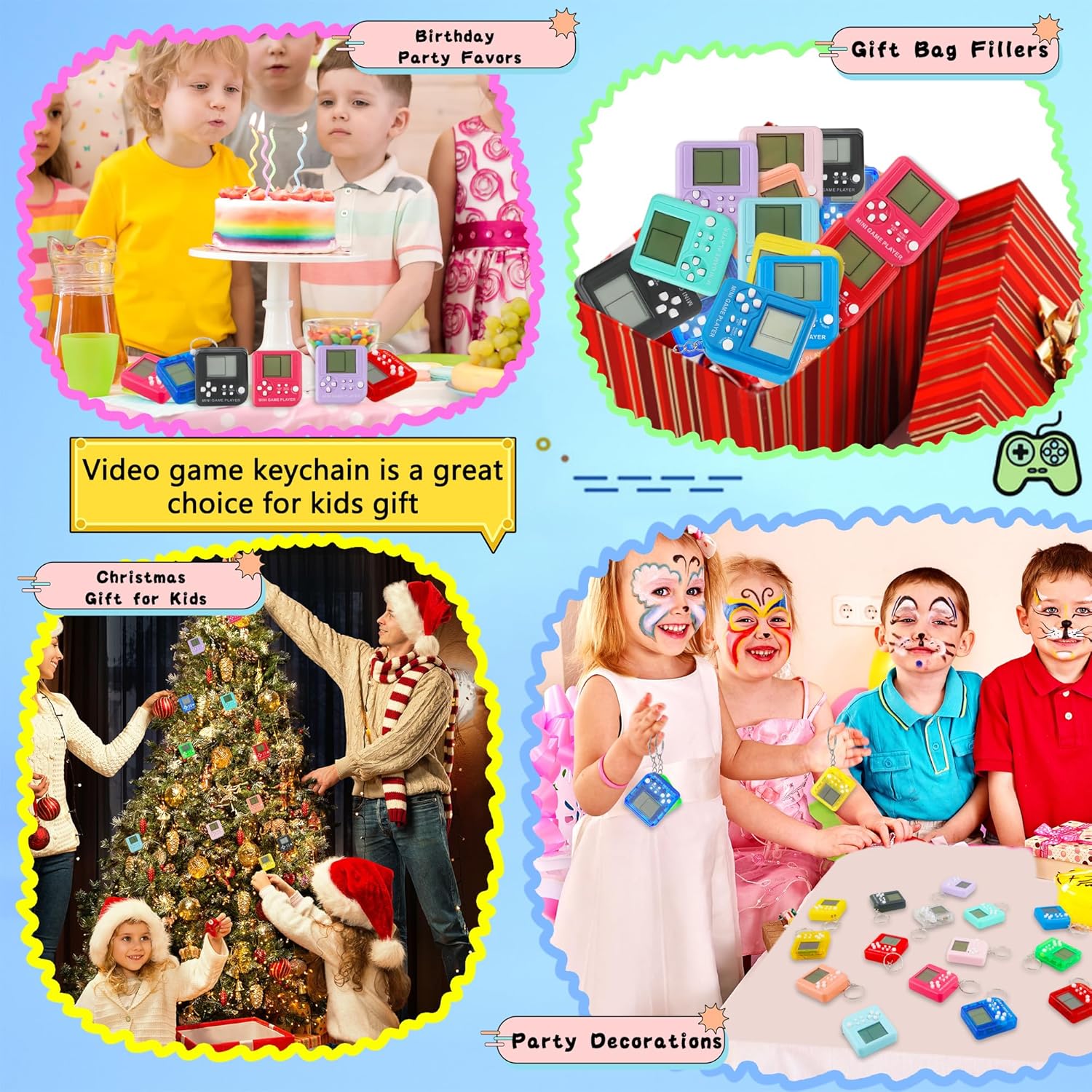 30 Pack Mini Video Game Keychains for Gifts and Parties