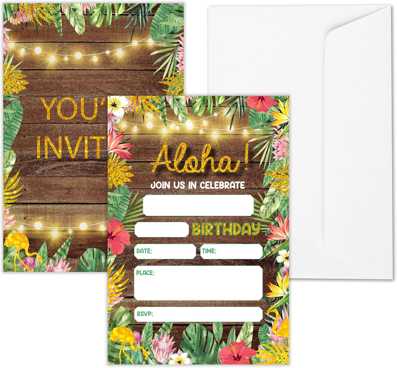 Tropical Summer Birthday Invitations with Envelopes