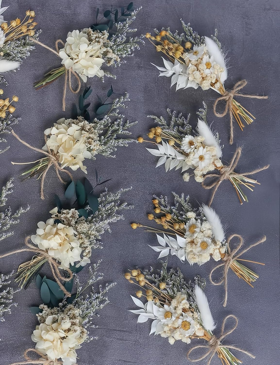 Xins Convey Mini Dried Flower Bouquet Set Pack of 12 Gray