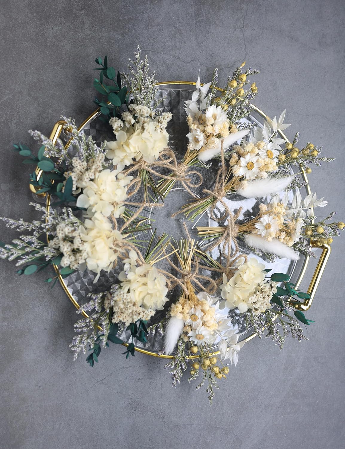 Xins Convey Mini Dried Flower Bouquet Set Pack of 12 Gray