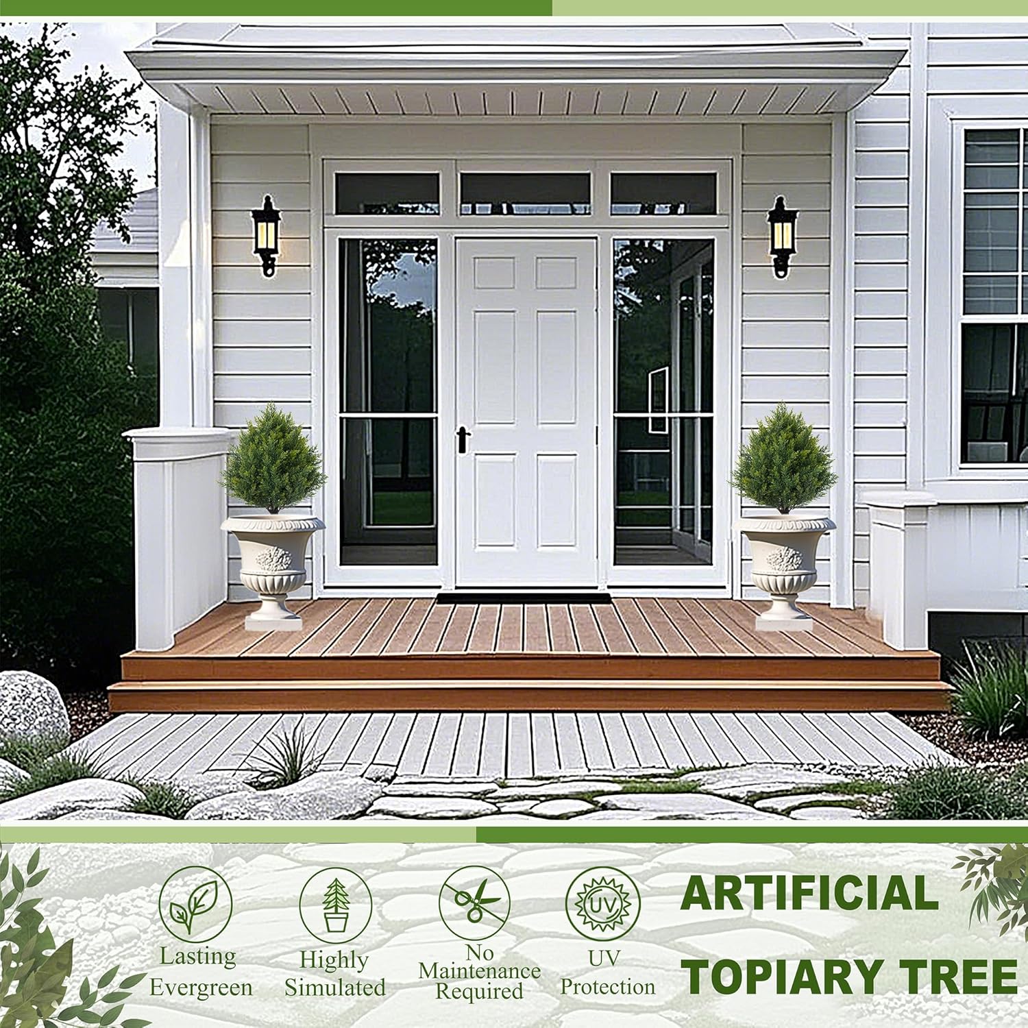 248 Inch Artificial Cedar Topiary Set of 2