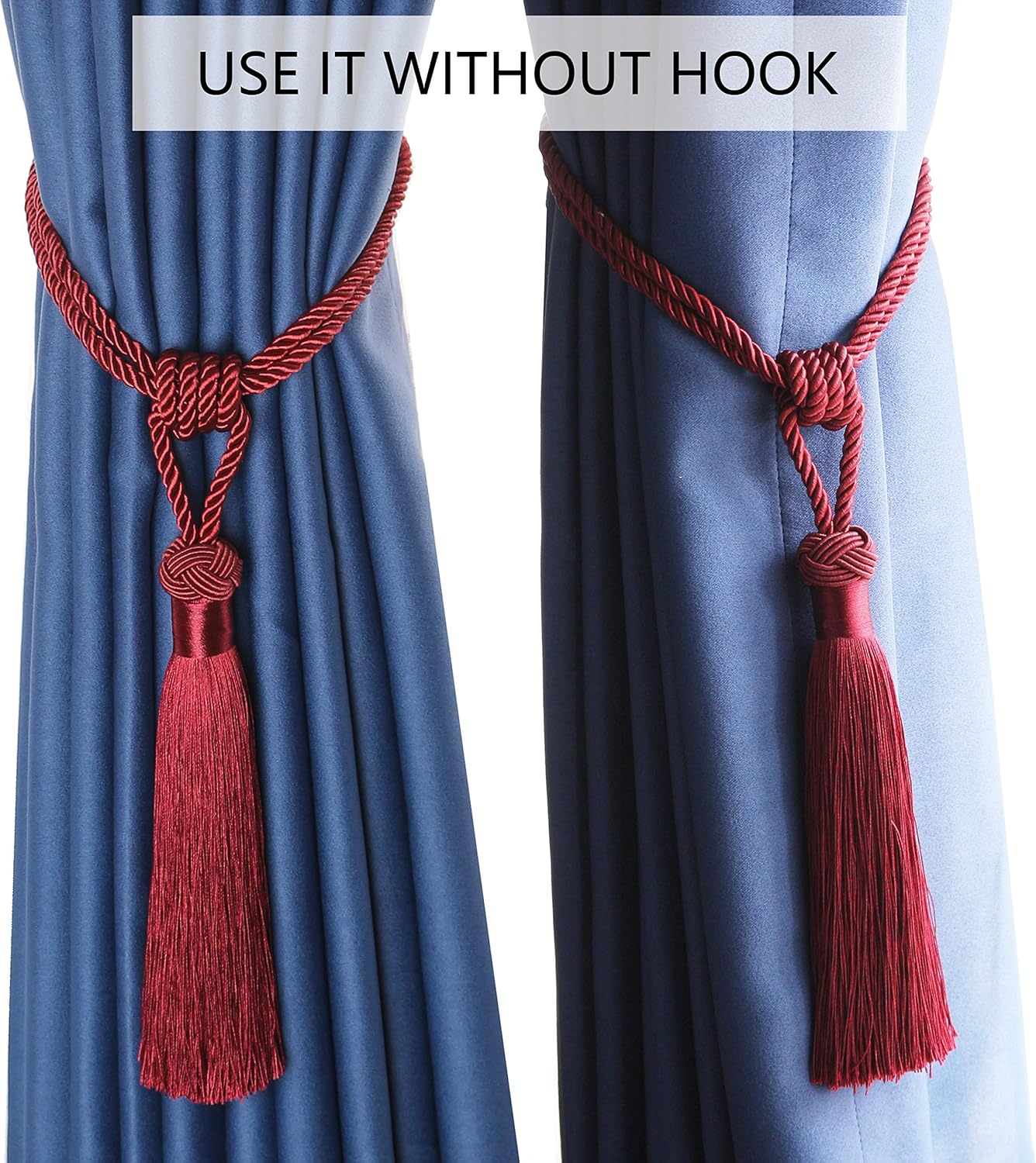 BEL AVENIR Curtain Tiebacks 2 Pack Red Tassels Holdbacks