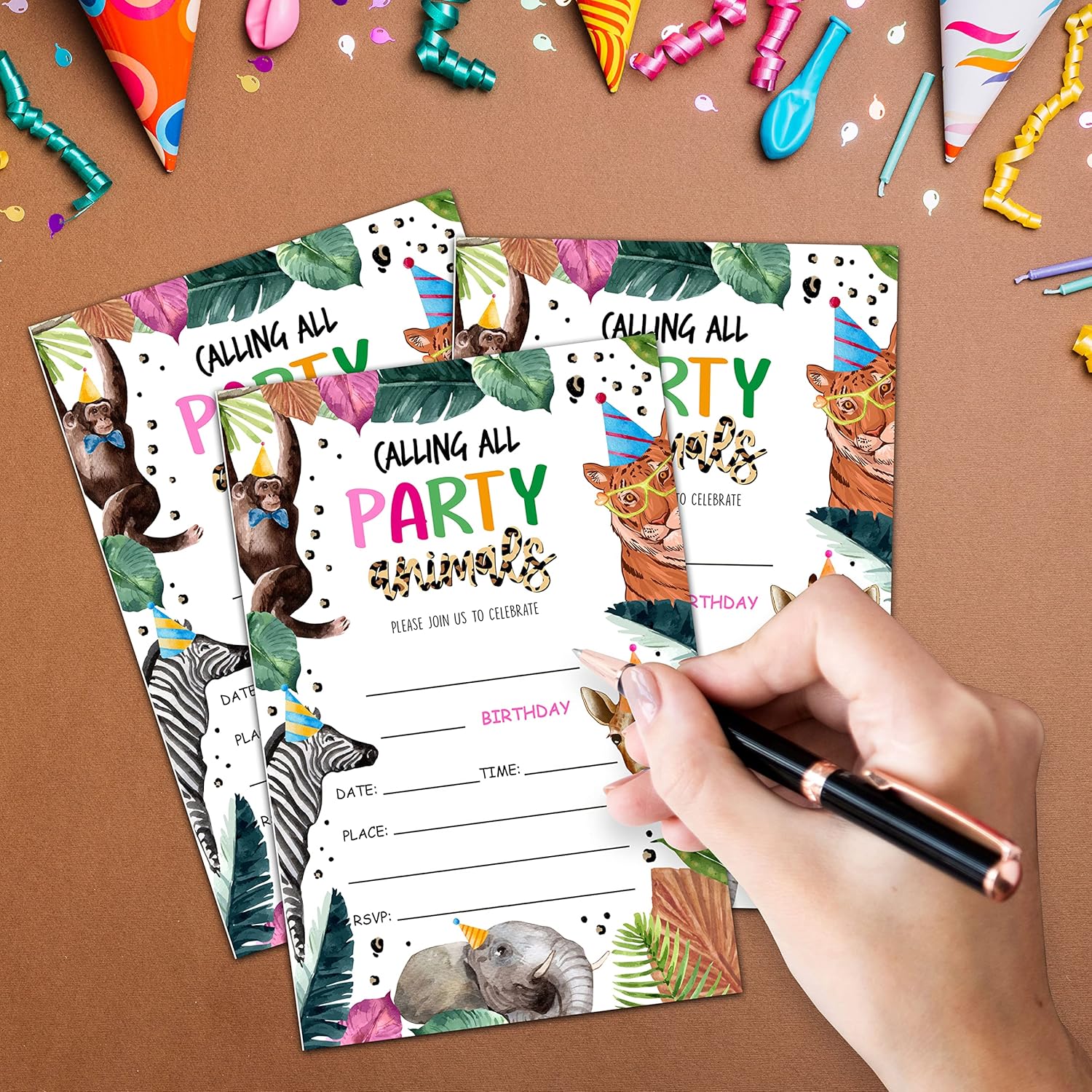 Safari Jungle Animals Birthday Invitations Set of 20