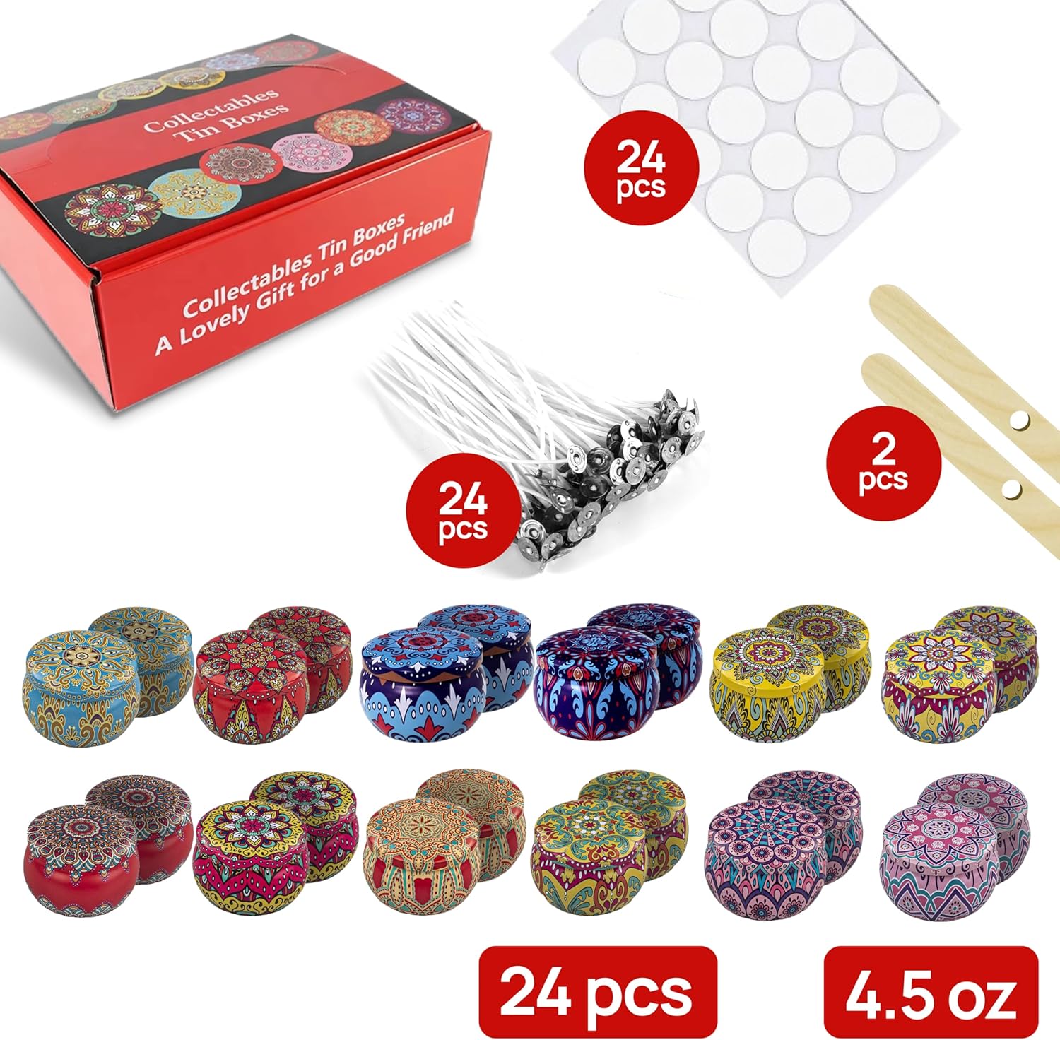 MENDELEEV STYLE 45 Oz Candle Tin Set 24 pcs