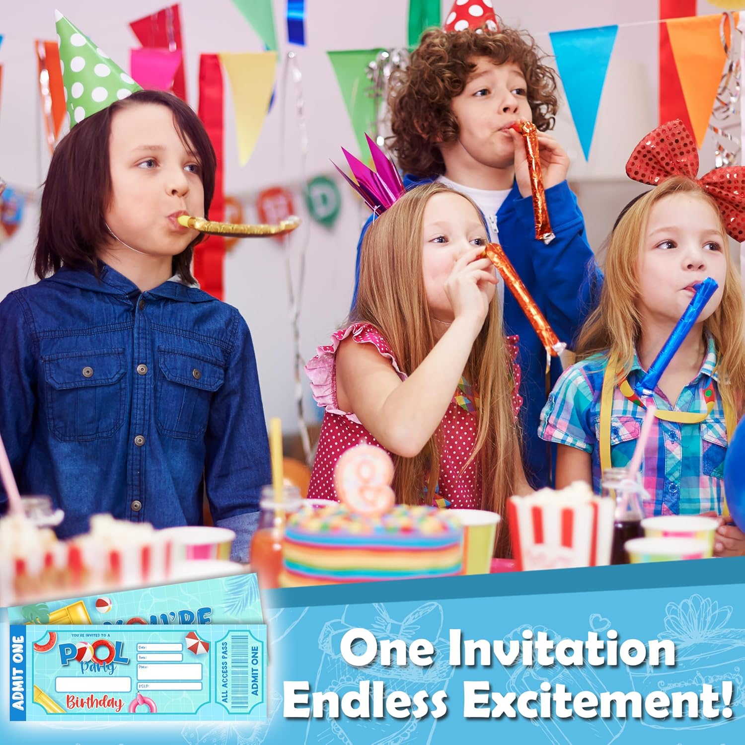 Pool Birthday Party Invitations 20 Pack Double Sided