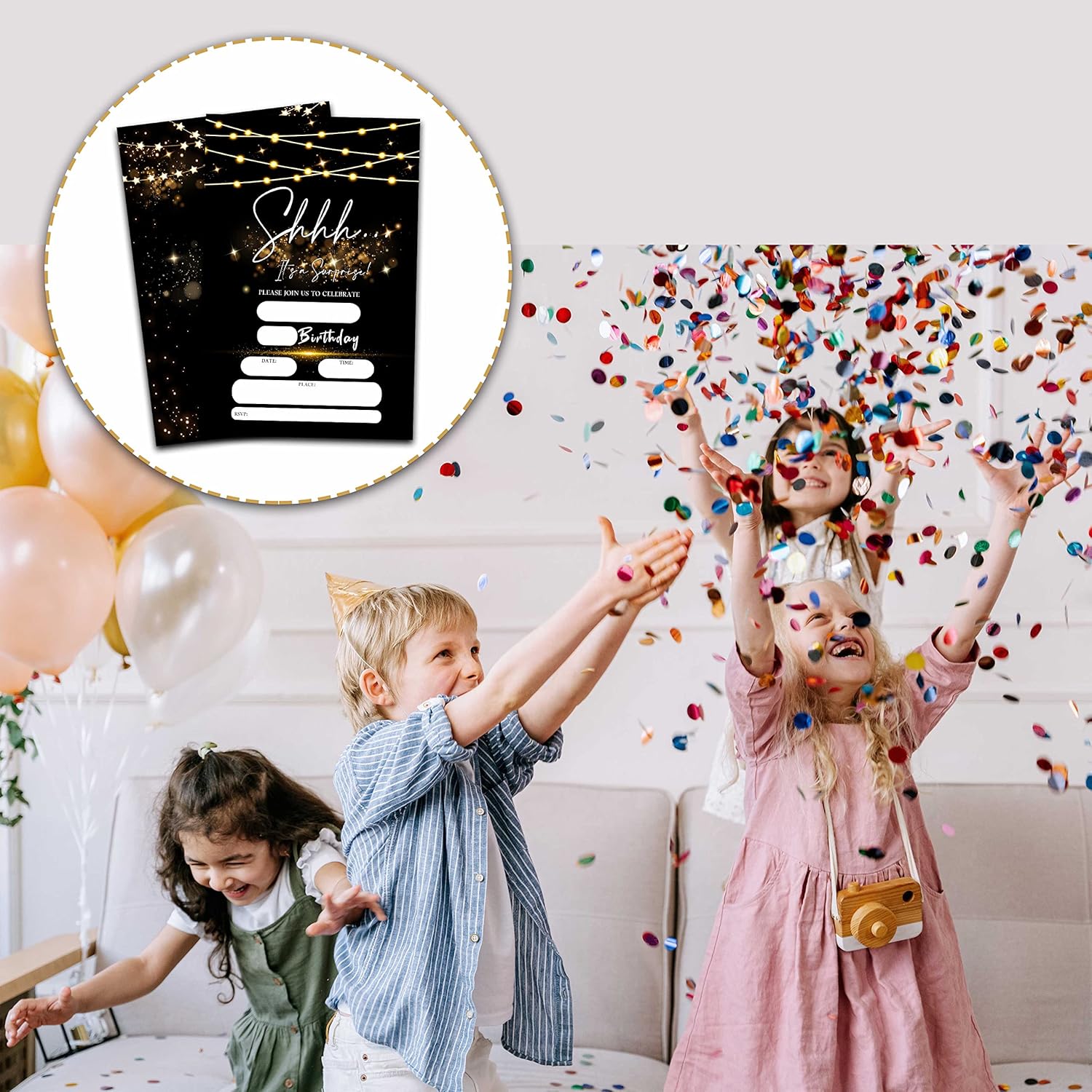Surprise Birthday Invites with Envelopes 20 Pack