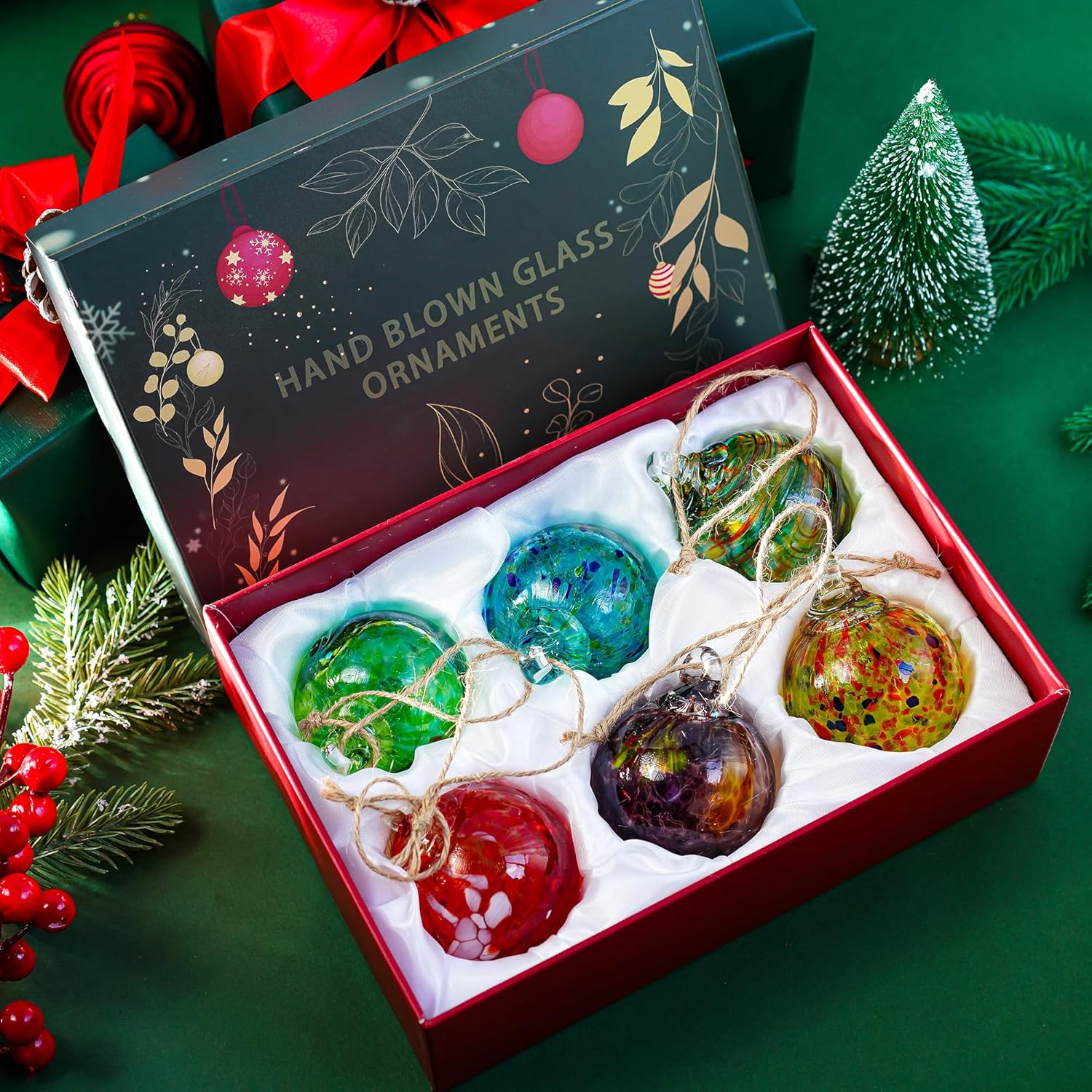 6pcs Hand Blown Glass Friendship Hanging Ornaments