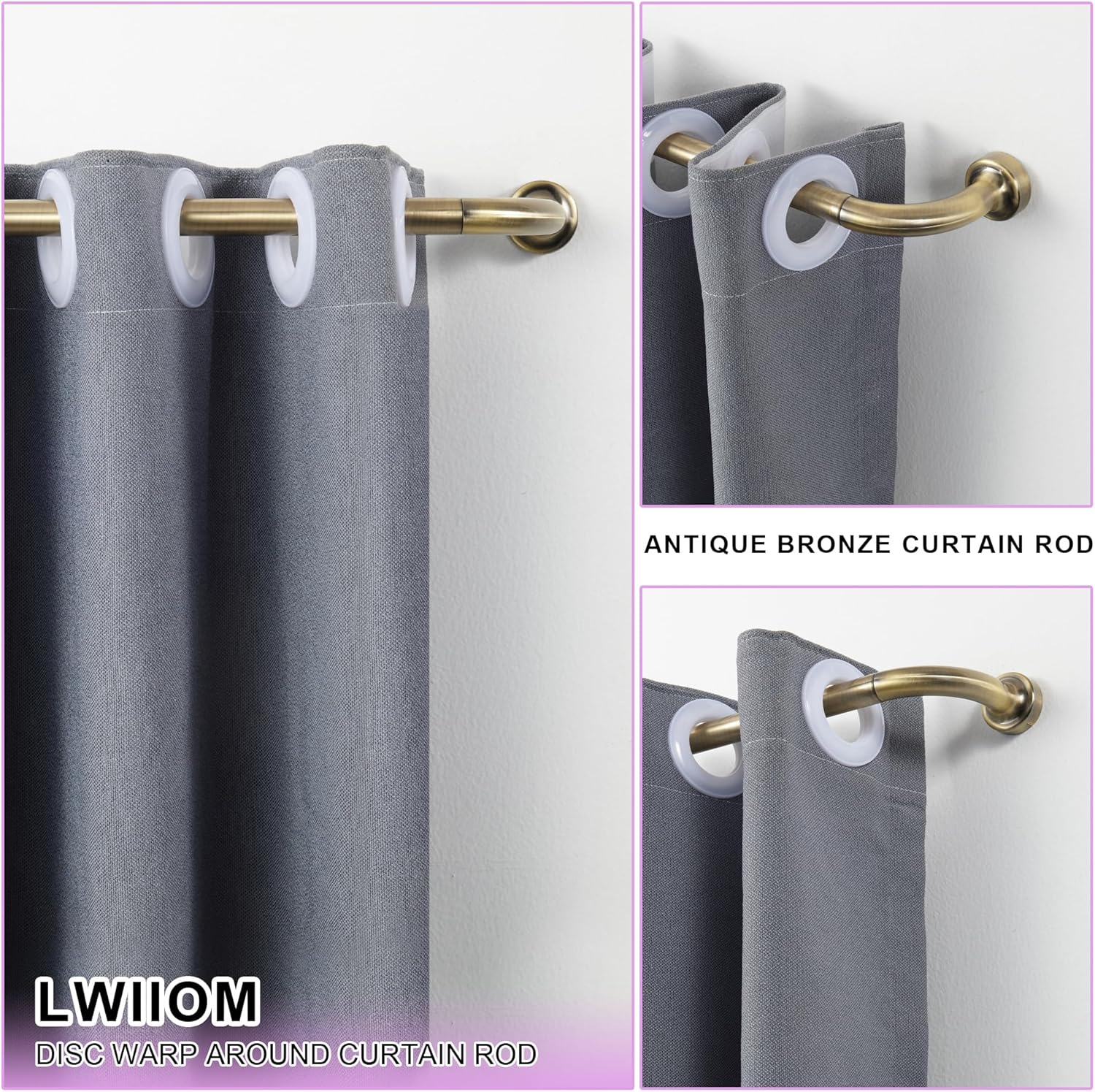 Antique Bronze Disc Curtain Rods 28-48 Inches