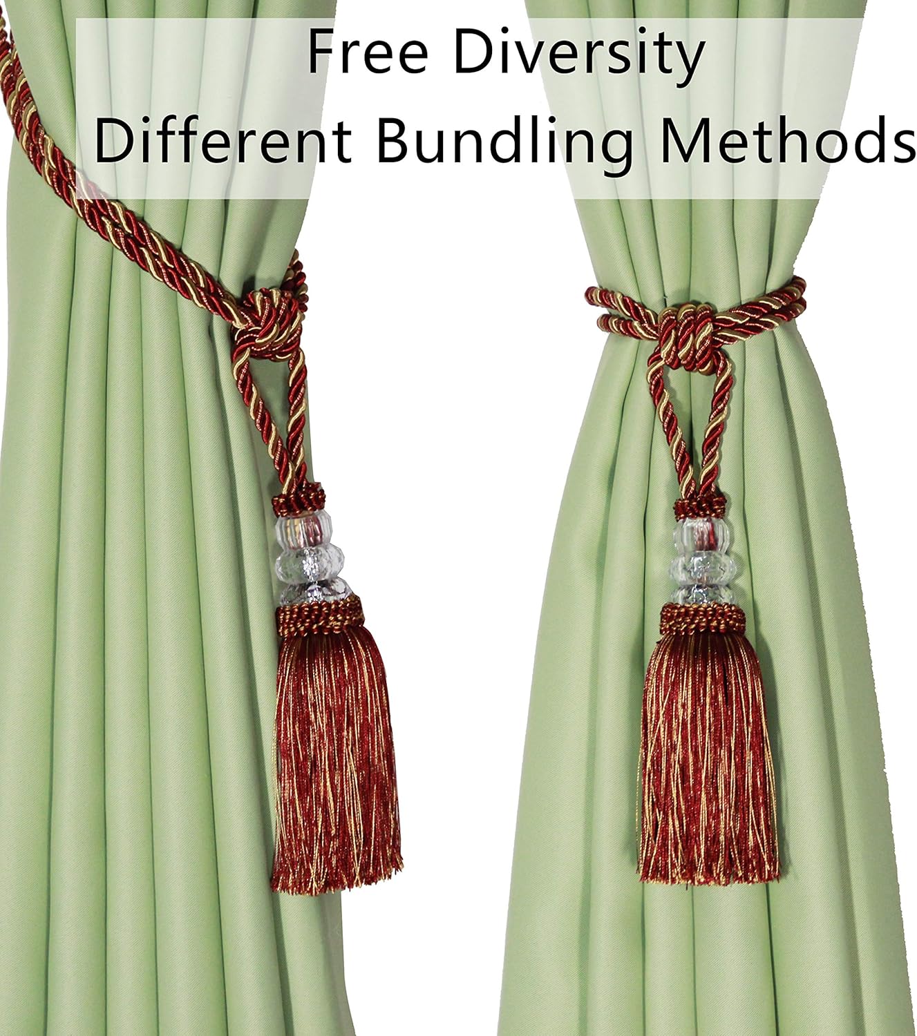 BEL AVENIR 4 Pack Crystal Curtain Tiebacks with Tassels