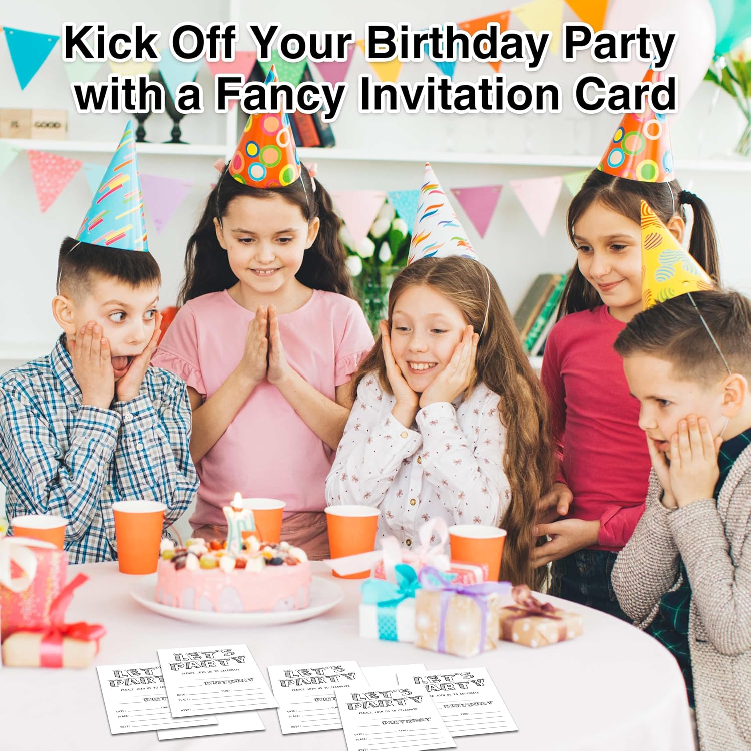 Black and White Birthday Invitations 25 Cards with Envelopes