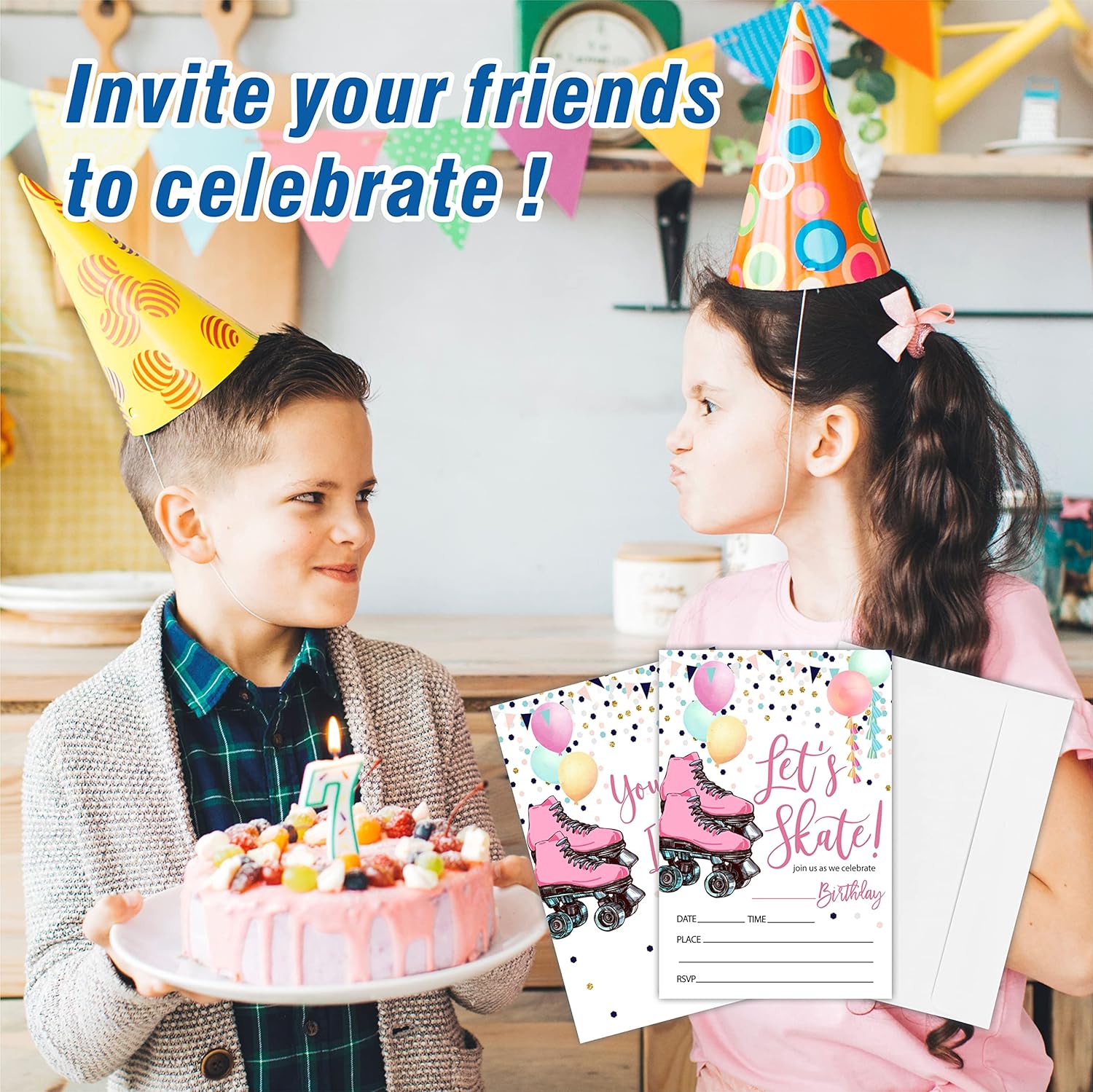 Lets Skate Birthday Invites with Envelopes