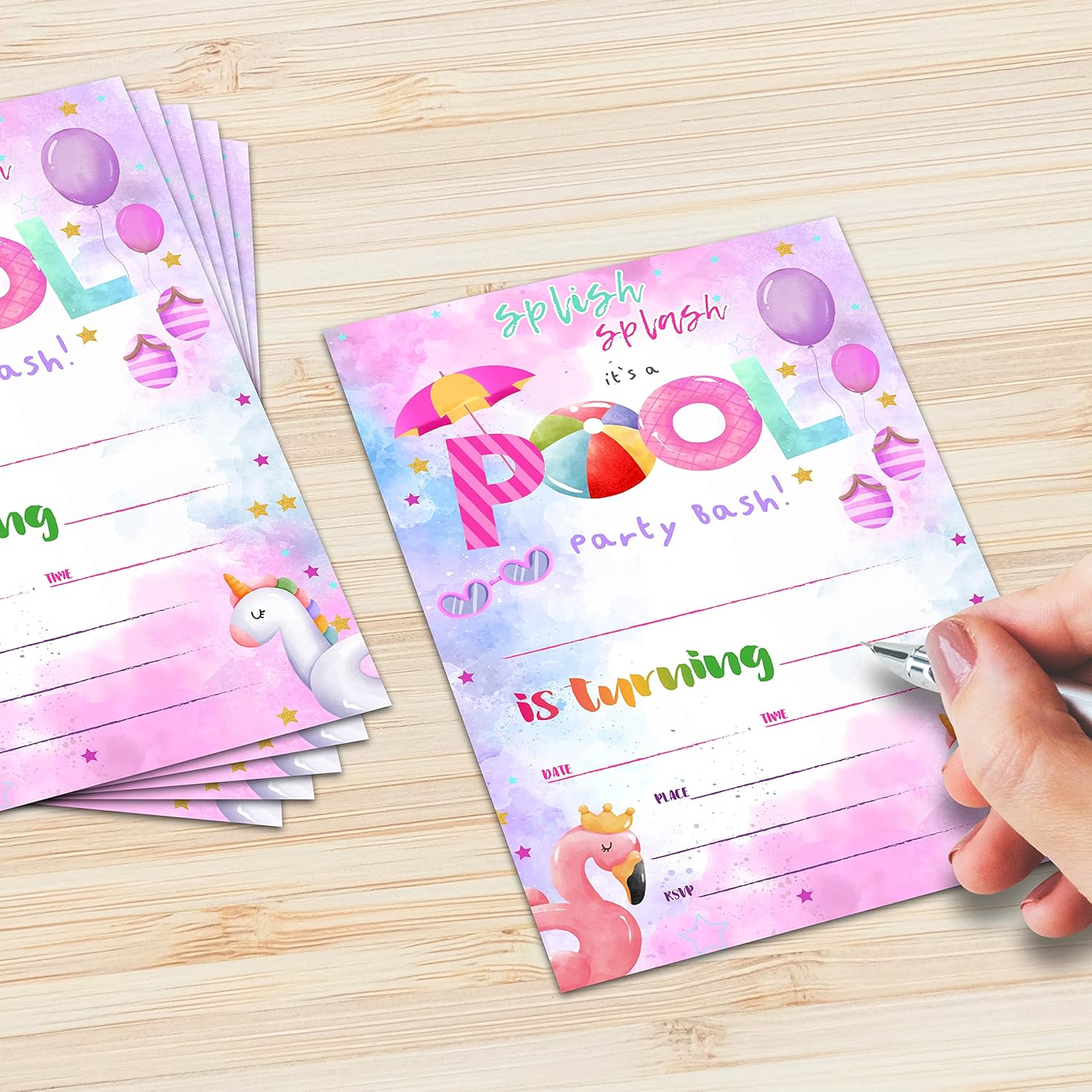 ISOVF 4 inch x 6 inch Birthday Party Invitations with Envelopes 20 Sets