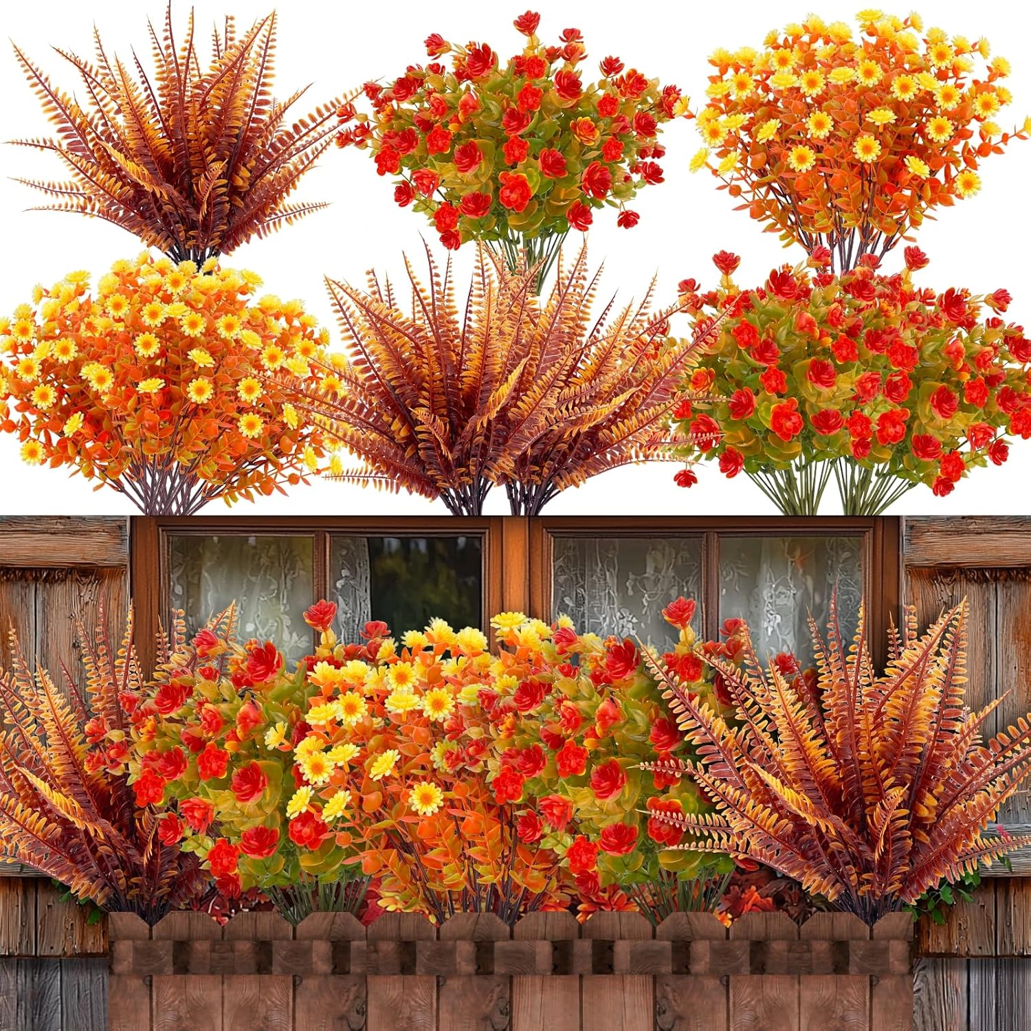 20 Bundles Artificial Fall Flowers for Outdoor Decorations
