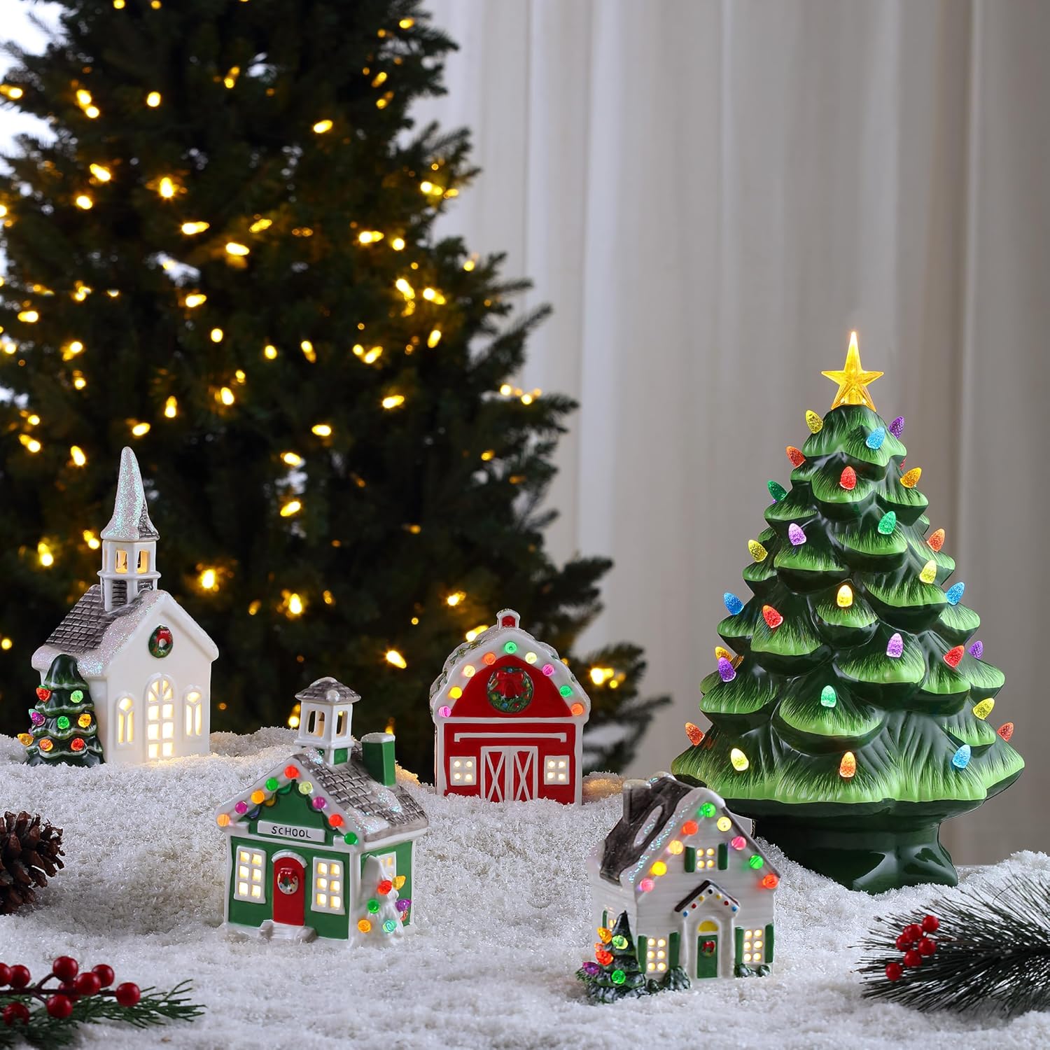 Mr Christmas Ceramic Church - 8 Inch Village Figurine