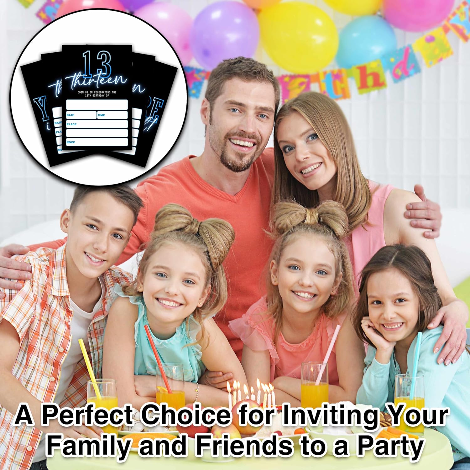 Neon Birthday Invitations for Boys 25 Double Sided Cards