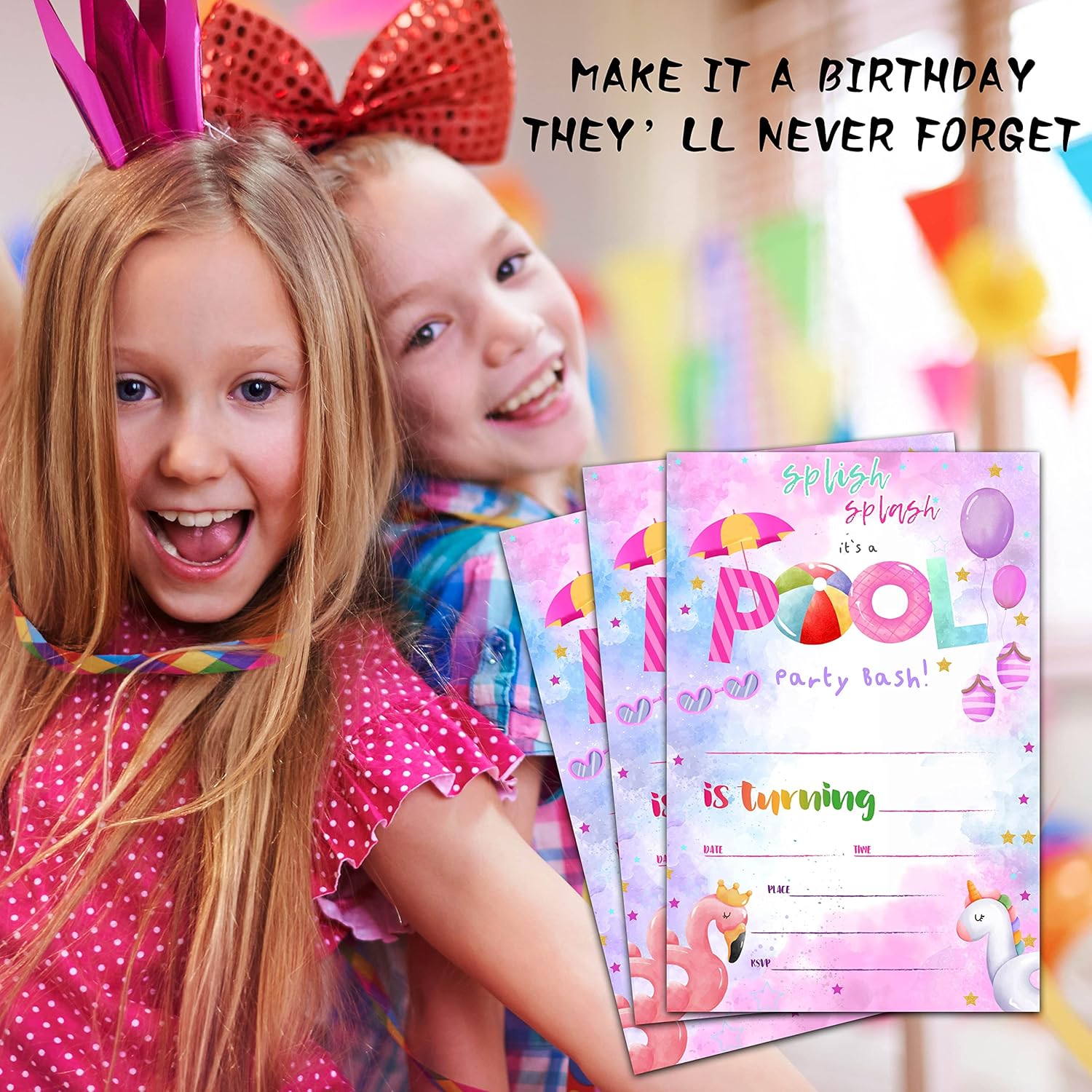 ISOVF 4 inch x 6 inch Birthday Party Invitations with Envelopes 20 Sets