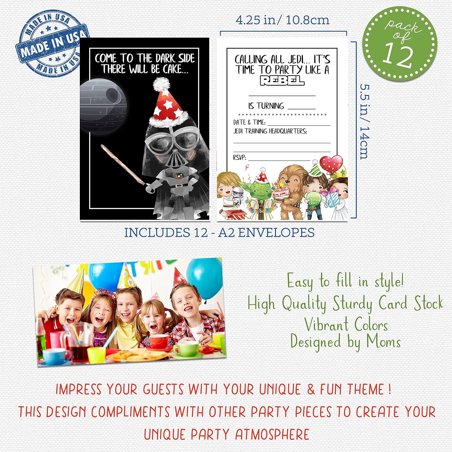 Silly Goose Gifts Party Like A Rebel Invitations Set of 12 Envelopes Included