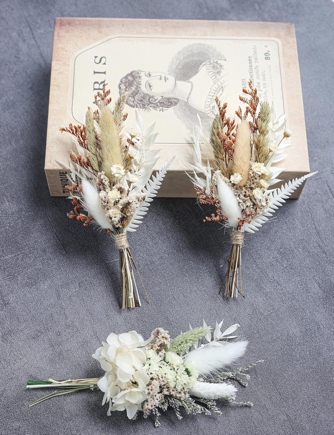 Mini Dried Flower Bouquet Set 6 Pcs White