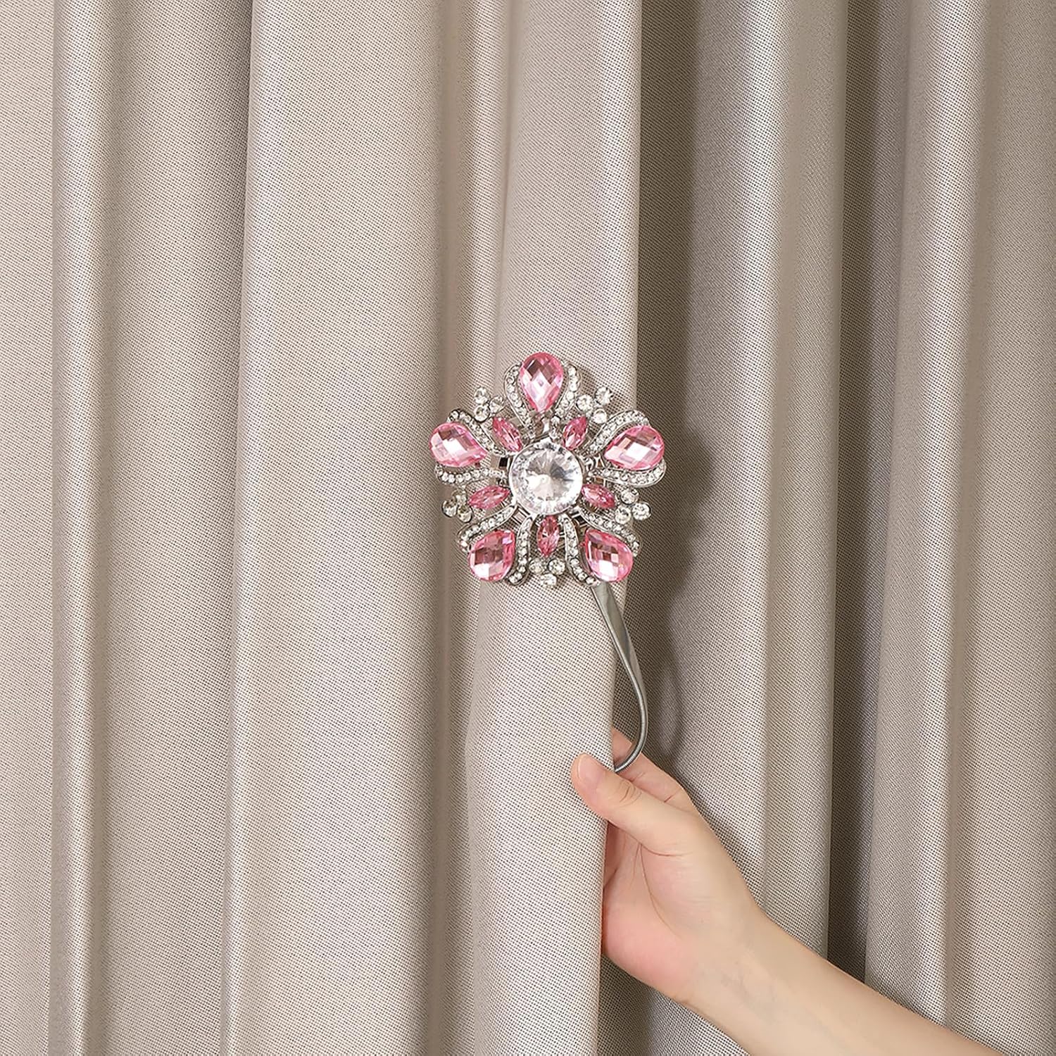 SUQ I OME Luxury Crystal Curtain Holdback with Magnetic Buckle 2PCS