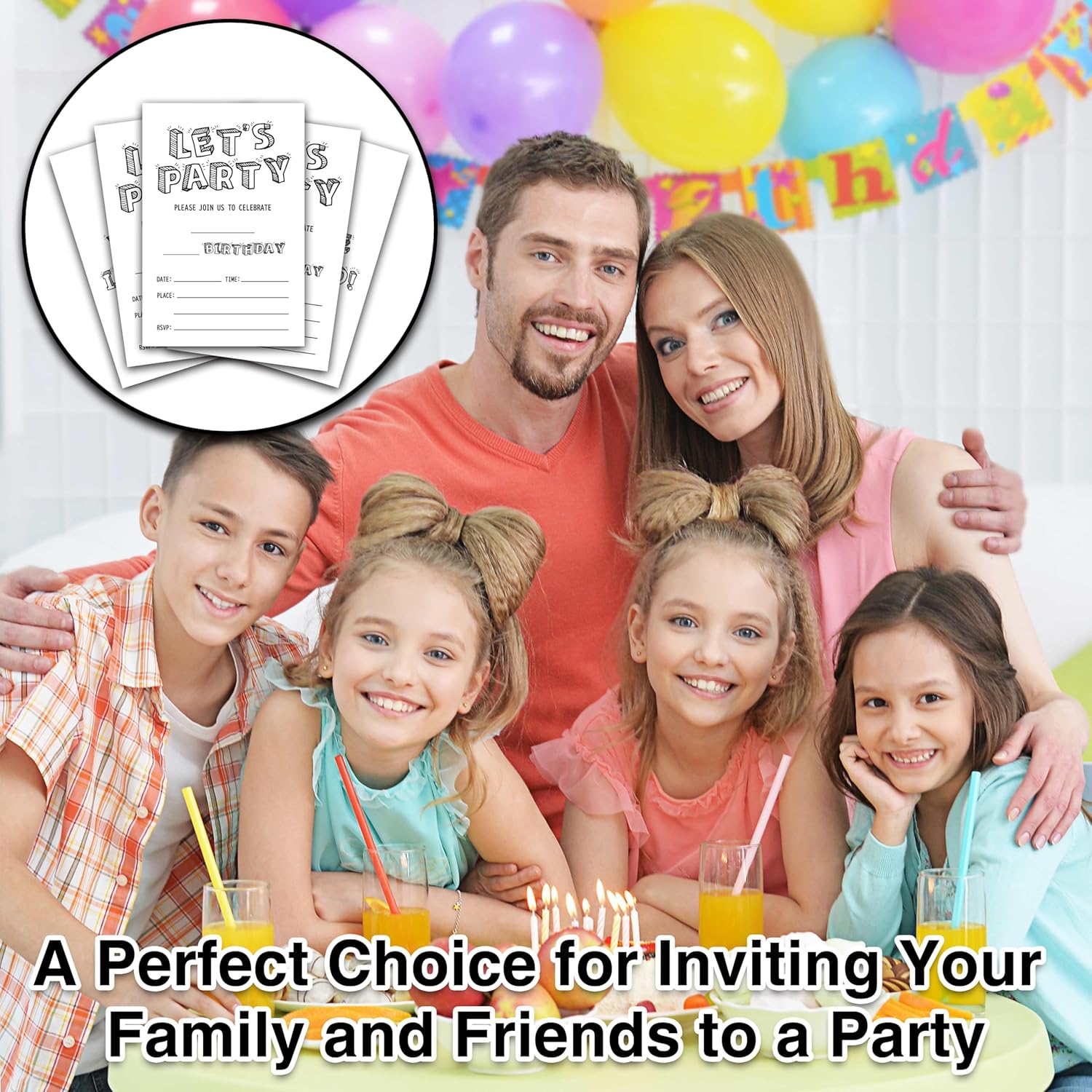 Black and White Birthday Invitations 25 Cards with Envelopes