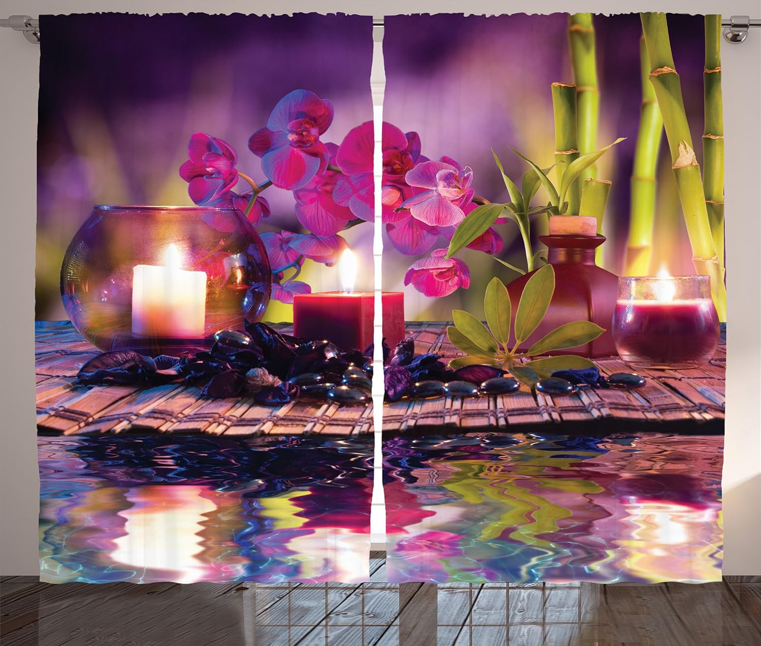 Lunarable Spa Themed Curtains 2 Panel Set