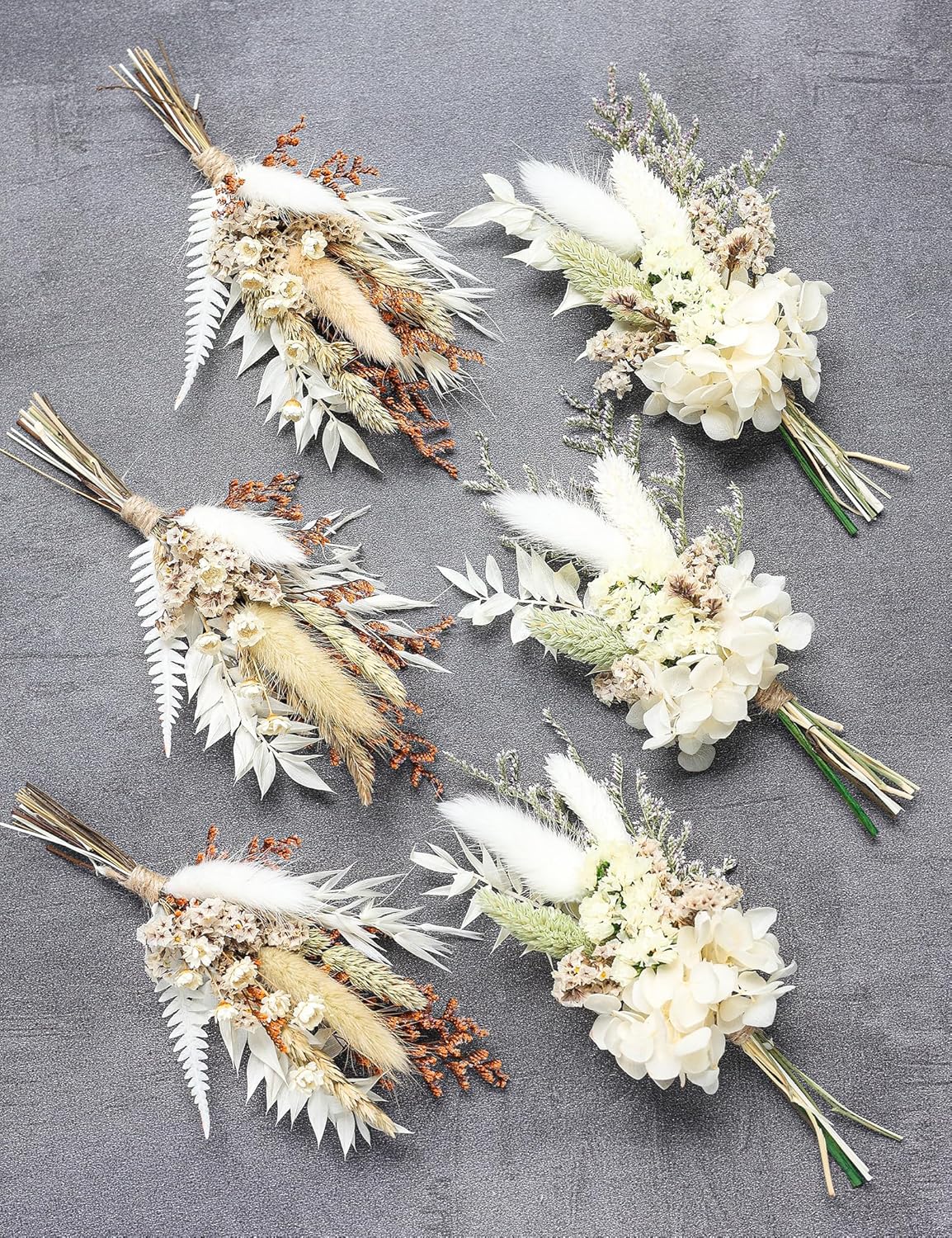 Mini Dried Flower Bouquet Set 6 Pcs White