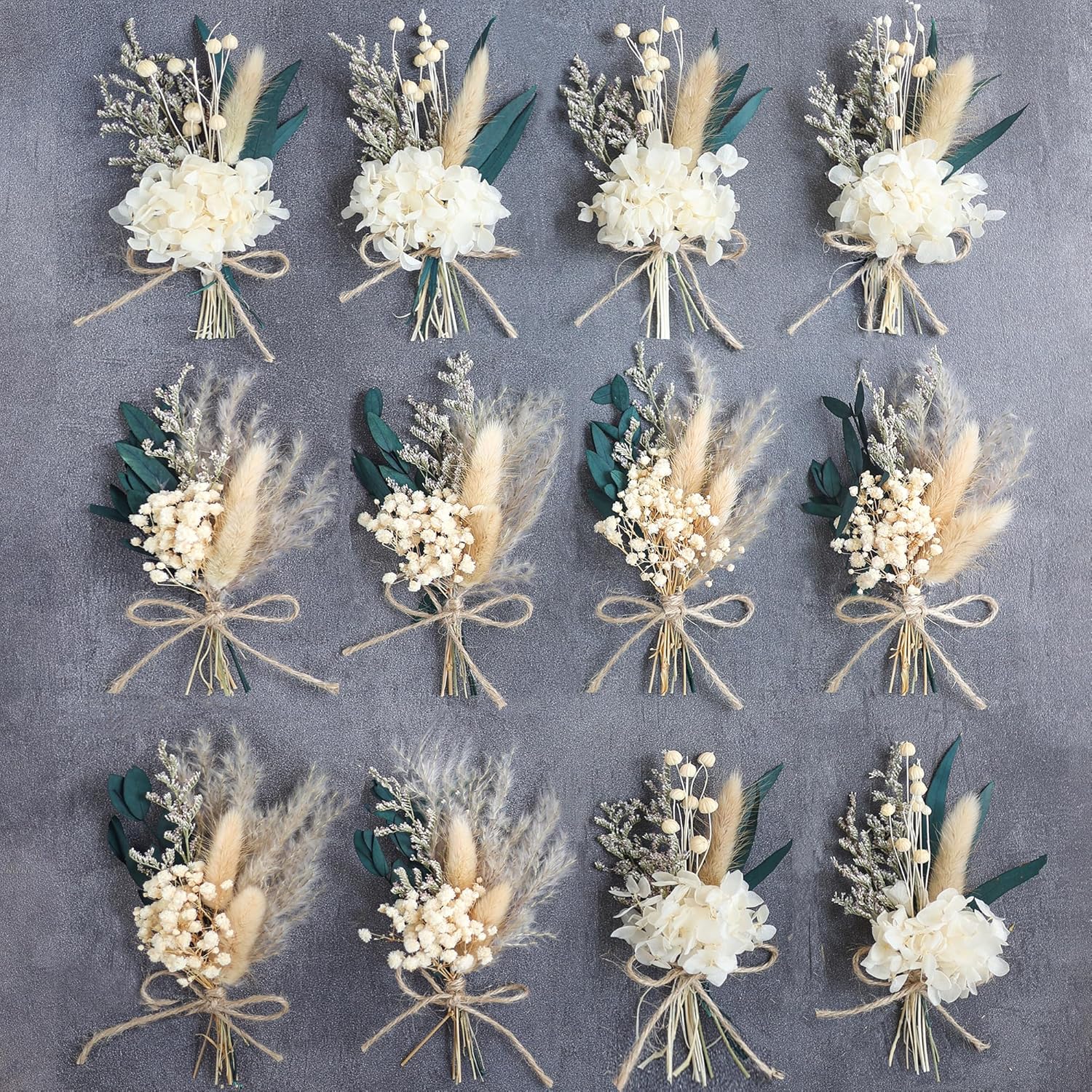 Xins Convey Mini Dried Flower Bouquet Set 12pcs White